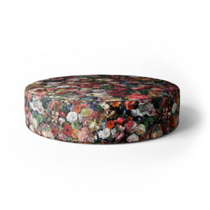 Boutique Ottoman with Scarlett Flowerbomb fabric side view