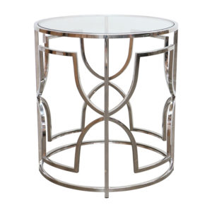 Drago side table chrome and glass